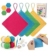 Katech Crochet Kit for Beginner Adults, Dishcloth Beginner Crochet Kit for Adults Learn to Croche...