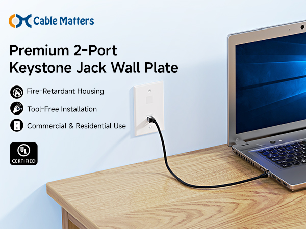 Low Profile 2-Port Keystone Jack Wall Plate