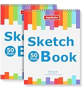 9" x 12" Sketch Book, 2-Pack 50 Sheets Spiral Bound Art Sketchbook, Acid Free Artist Drawing Book...
