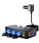 BESTEK 180W Cigarette Lighter Splitter, 3-Socket Cigarette Lighter Adapter with PD36W/65W and QC3...