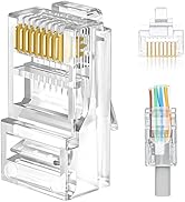 Cat6 RJ45 Ends 100-PACK Cat6 / Cat5e RJ45 Connector, Pass Through Ethernet Cable Crimp Connectors...