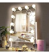 HIEEY Hollywood Vanity Mirror with 12 Dimmable Bulbs Lights, Three Color Lighting Modes, and 5X M...
