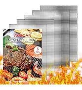 Aoocan Grill mesh mat - Set of 5 Non Stick BBQ Grill mats, Heavy Duty, Reusable Grilling mats, Ea...