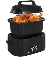 26QT Electric Roaster Oven, Electric Turkey Roaster with Viewing &amp; Self-basting Lid, Stainless St...