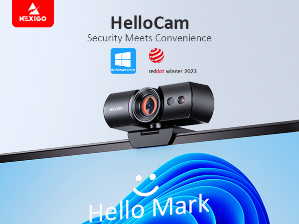 NexiGo HelloCam 1080P Webcam with Windows Hello