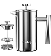 Jewheg Small French Press Coffee Maker, 12OZ/350ML Stainless Steel Insulated Coffee Press ,Double...