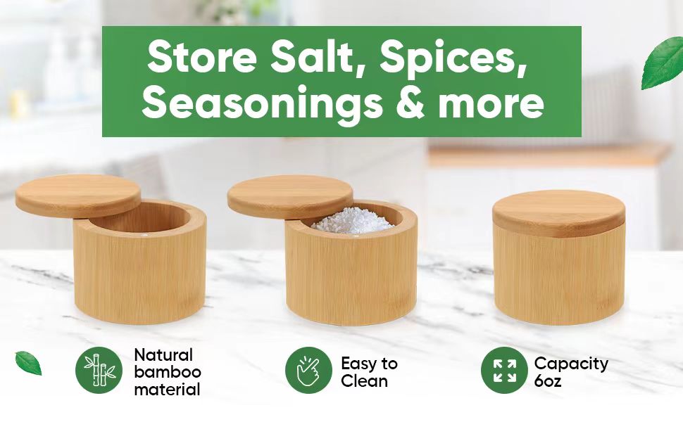 Bamboo Salt Container with Lid