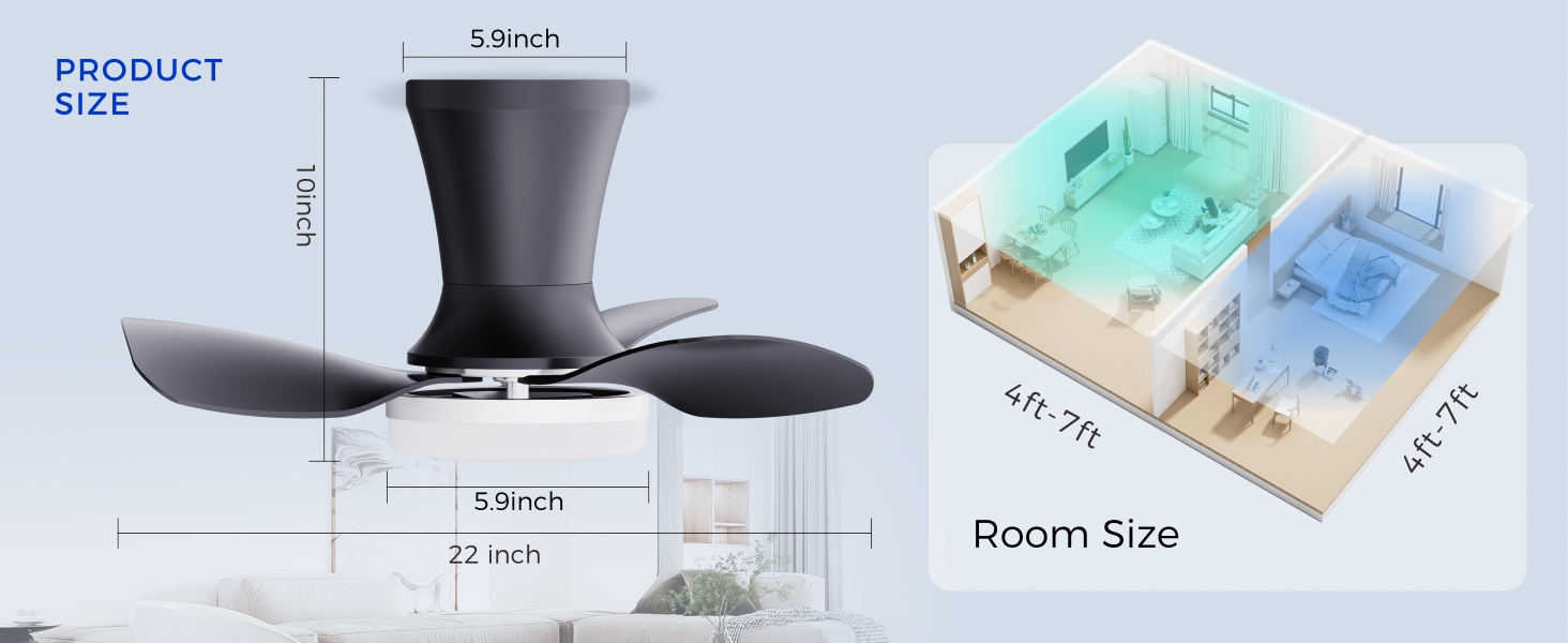 low profile modern ceiling fans with lights remote flush mount white black