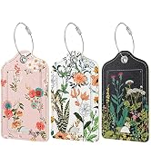 Rimilak 3 Pcs PU Leather Luggage Tags for Suitcase, Travel Cruise Luggage Tag with Privacy Flap, ...