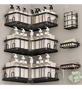 Veken Corner Shower Caddy 6-Pack, Advanced Rustproof Design, No Drilling Adhesive Shelves, Rack w...