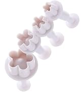 4Pcs White Flower Plunger Cookie Cutter DIY Blossom Flower Cake Fondant Mold Plastic Cake Decorat...