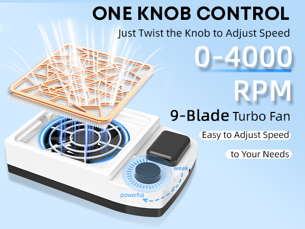 4000 RPM Rechargeable nail dust collector in one knob control