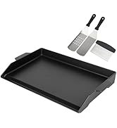 BBQ Future Universal Cast Iron Griddle for Gas Grill with Spatula Set, 23" x 16" Pre-Seasoned Non...
