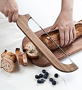 16" Bread Knife Slicer for Homemade Sourdough, Wooden Bow Design Cutter, Serrated Stainless Steel...