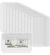 Antner 12PCS A5 Binder Pockets No Zipper 6-Hole Cash Stuffing Envelopes Planner Inserts for A5 Bi...