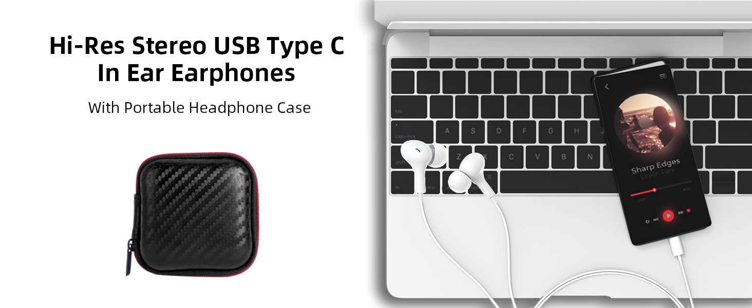 usb c headphones wired sport earbuds