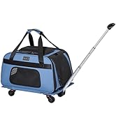 Petsfit Pet Carrier with Wheels, Rolling Cat Carrier for 2 Small Cats, Airline Approved Pet Carri...