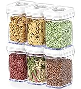 DWËLLZA KITCHEN Airtight Food Storage Containers for Pantry With White Lids – 6 Pack - Clear Air ...