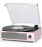 Vinyl Record Player with Speakers Turntable for Vinyl Records 3 Speed 3 Size Belt-Driven Wireless...