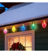 Xingzd 16Ft Jumbo LED Multicolor Christmas String Lights Outdoor with 10 C7 LED Bulb, Clear Multi...