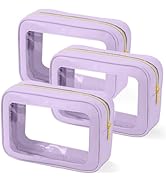 YOPCDJ 3PCS Clear Toiletry Bag,TSA Approved Travel Pouch with Zipper for Cosmetics and Toiletries...