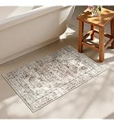 Uphome Boho Bathroom Rugs, Distressed Farmhouse Khaki Bath Mat, Comfy Velvet Small Bath Rugs Non ...