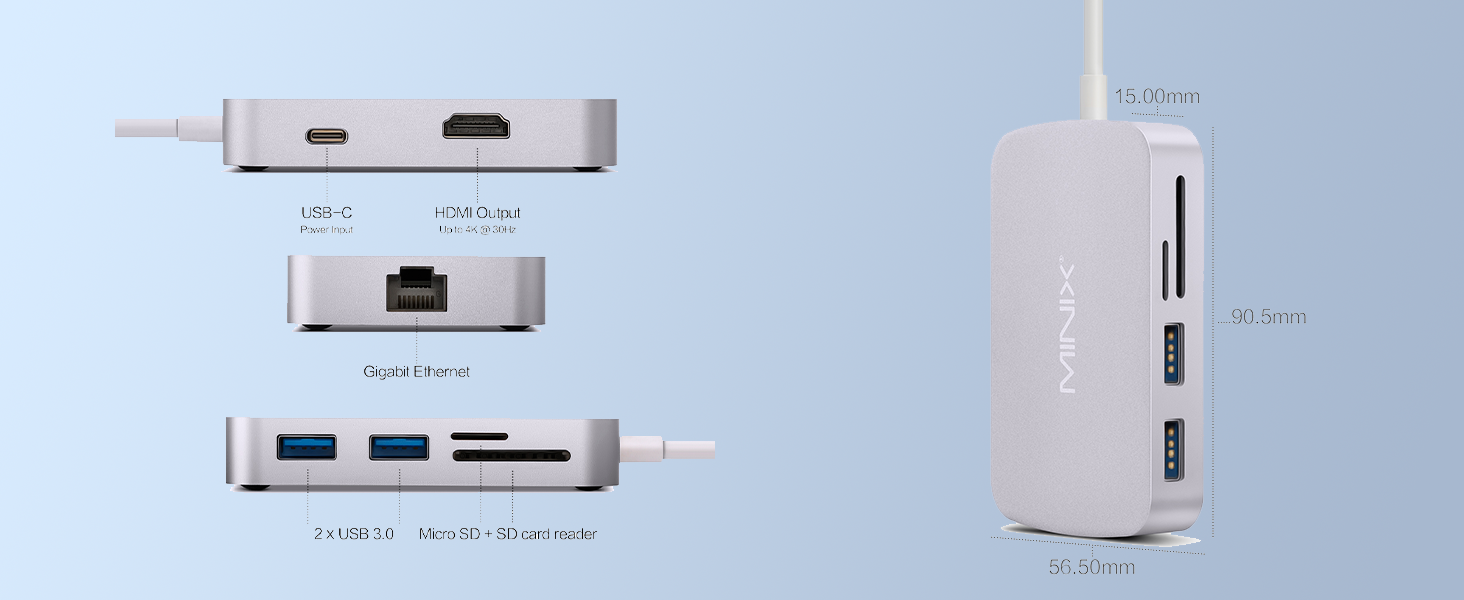 MINIX USB C Adapter, 7 in 1 USB C Hub