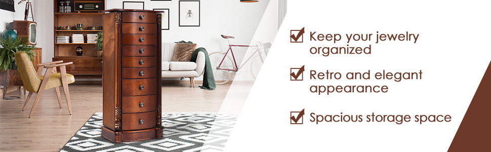 Large Standing Jewelry Armoire