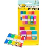 Post-it Flags Combo Pack, 4 On-The-Go Dispensers/Pack, 120 .94 in Wide and 200 .47 in Wide Flags,...