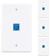Iwillink (4-Pack) 1-Port Ethernet Wall Plate, Cat6 Wall Plate with RJ45 Keystone Inline Coupler i...