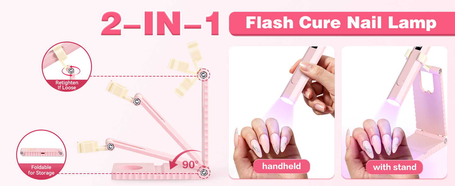 handheld uv led light for nail dryer for gel nails portable mini nail dryer with foldable stand