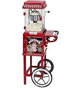 West Bend Popcorn Popper Machine Theater Style on Wheeled Cart with Non-Stick 2.5 Oz Stainless St...