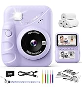 CalineGam Kids Camera Instant Print, 3.0'' Screen 48MP Photo Instant Camera for Kids with 32GB Ca...