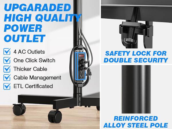 Mobile TV Cart with Power Outlet