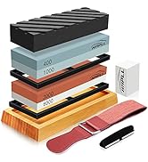 HMPLL Knife Sharpening Stone Set, Professional Whetstone 4 Side Grit 400/1000 3000/8000, Whetston...