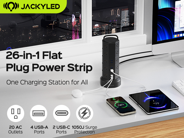 jackyled power strip tower