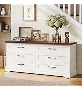 AODK Farmhouse 6-Drawer Dresser for Bedroom, Heavy-Duty Storage Chest with Extra Thick Boards &amp; M...