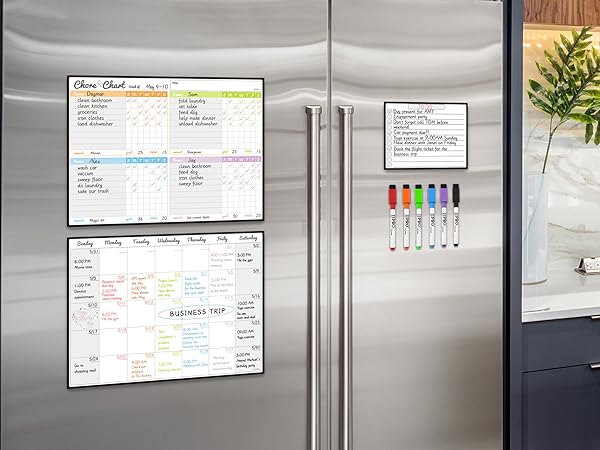 Magnetic Dry Erase Chore Chart and Monthly Planner Calendar Bundle for Fridge