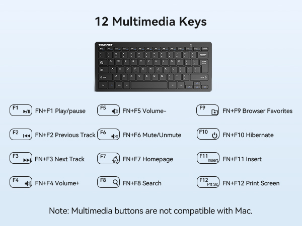 12 multimedia keys keyboard