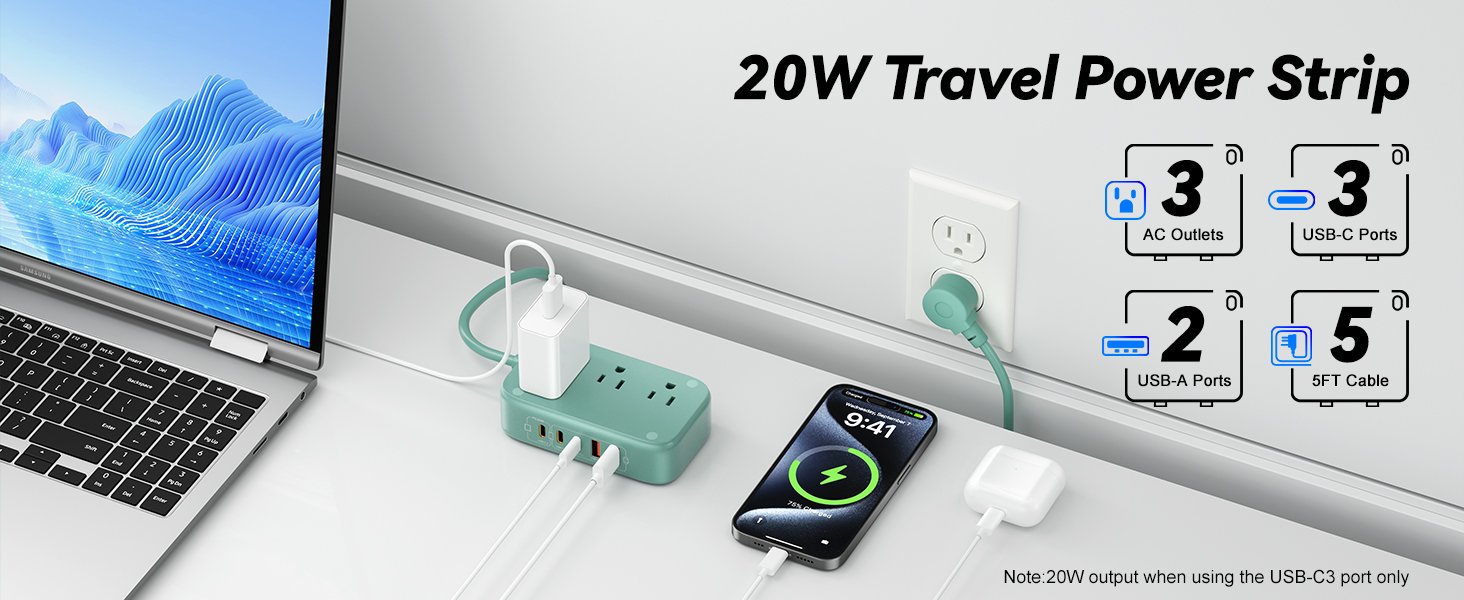20W Travel Power Strip