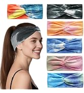 Zilotusnte 6 Pcs Wide Headbands for Women, Boho Tie Dye Headbands, Soft Fashion Headbands, Hair B...