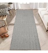 Tyrot Washable Runner Rug 2x6 Runners for Hallways Boho Kitchen Runner Rugs Woven Cotton Black an...