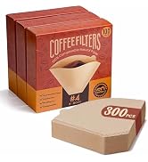Metflavor 300 Count Cone Coffee Filter #4, Disposable Unbleached Coffee Filters 8-12 Cup,100 Ct (...