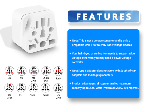 Universal to American Outlet Adapter