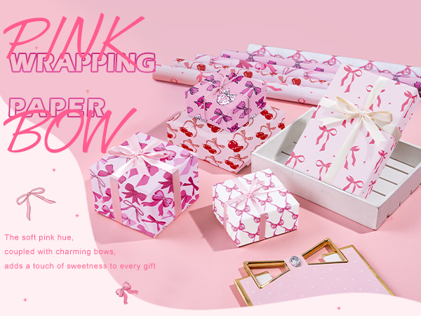 WRAPAHOLIC Pink Bow Wrapping Paper
