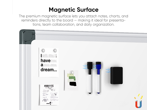 magnetic whiteboard with accessories