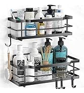 MOFOROCO Large Shower Caddy Organizer Shelves Rack(2Pack), Suction Cup Self Adhesive Black Home B...