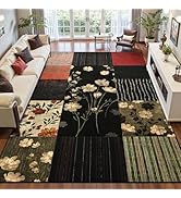 DweIke Washable 5x7 Area Rugs for Living Room, Soft Geometric Floral Bedroom Rug, Stain Resistant...