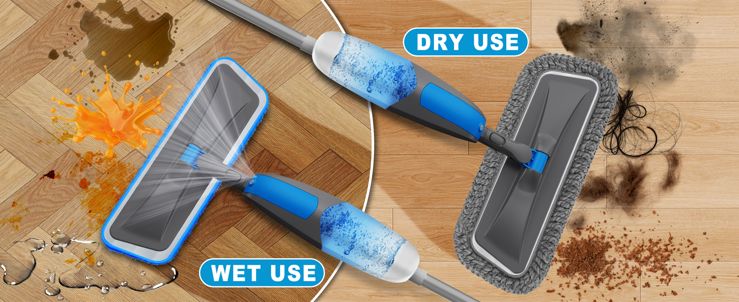 wet mop and dry mop for floor cleaning