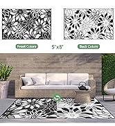 GENIMO Lightweight Plastic Outdoor Rug Waterproof, 5' x 8' Reversible Patio Plastic Straw Camping...
